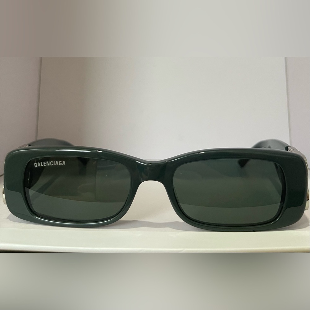 Balenciaga Forest Green Rectangular Sunglasses - image 1